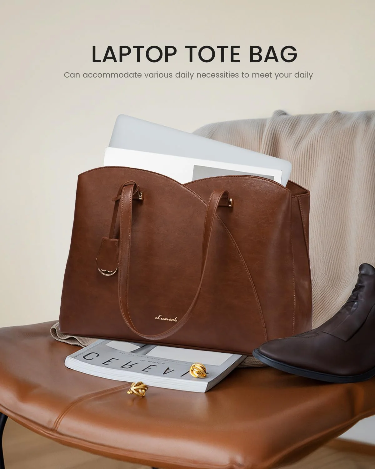 Professional Leather Computer Bag, 15.6" - Image 7