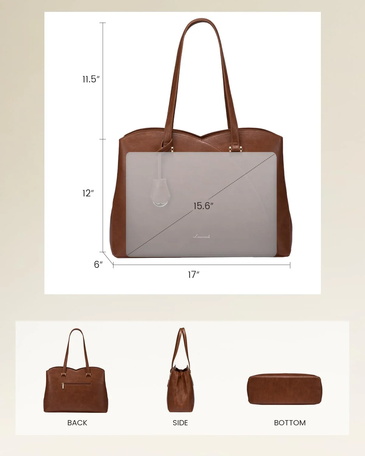 Professional Leather Computer Bag, 15.6" - Image 9