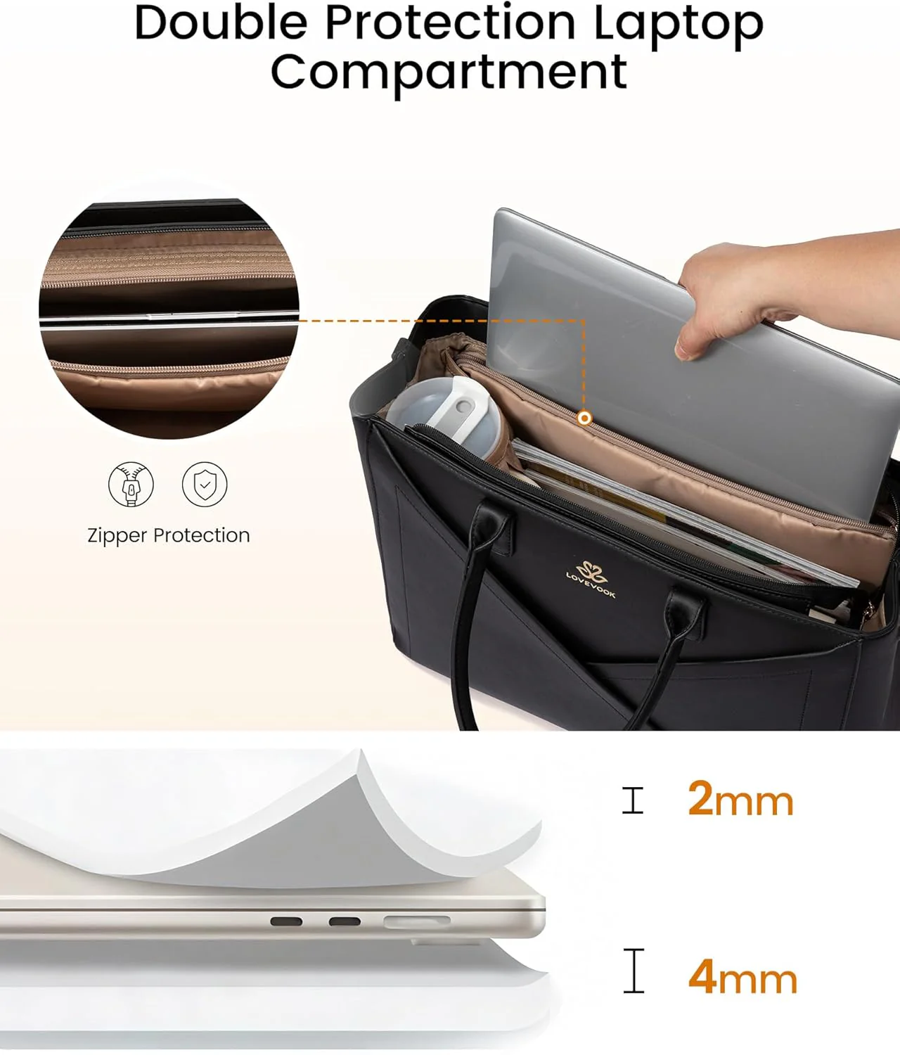 PU Leather Work Bag, 15.6" 17.3" - Image 5