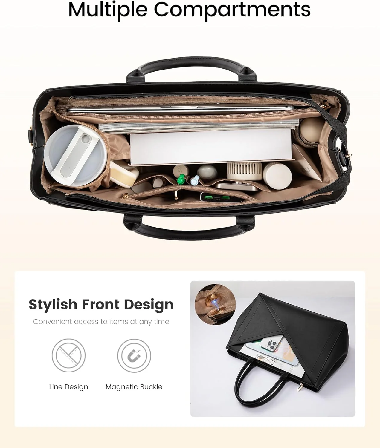 PU Leather Work Bag, 15.6" 17.3" - Image 6