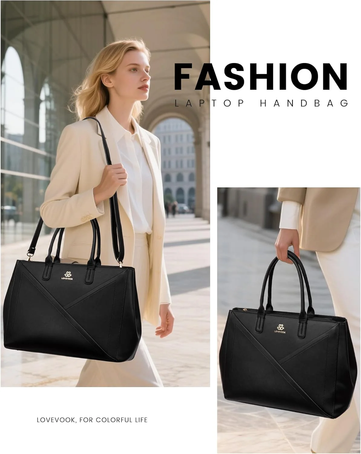 PU Leather Work Bag, 15.6" 17.3" - Image 9