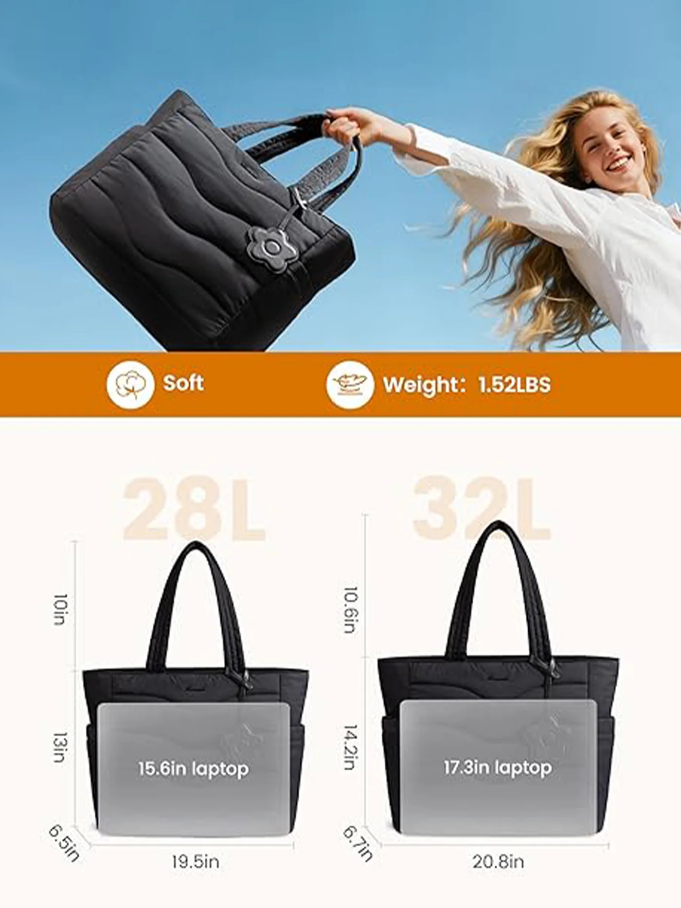 Puffer Tote Bag 15.6"17.3" - Image 4