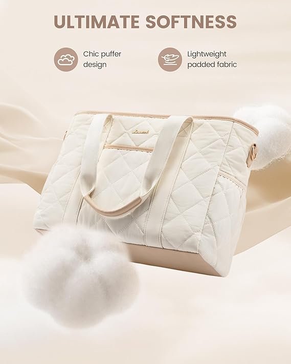 2Pcs Quilted Puffer Laptop Handbag, 15.6" 17" - Image 3