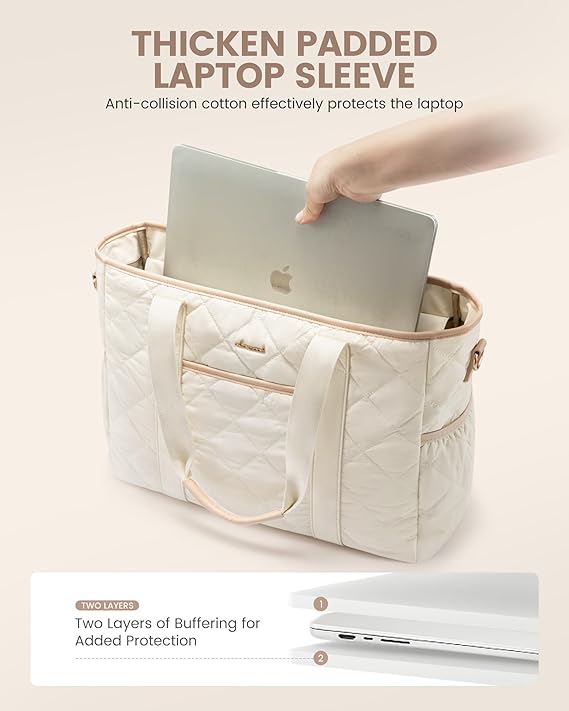 2Pcs Quilted Puffer Laptop Handbag, 15.6" 17" - Image 5