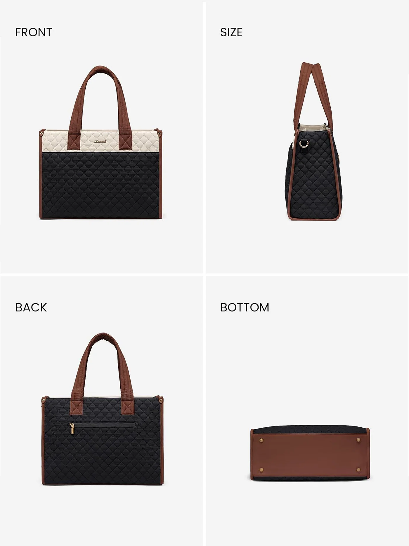 2Pcs Quilted Work Tote Bag, 15.6" 17.3" - Image 18