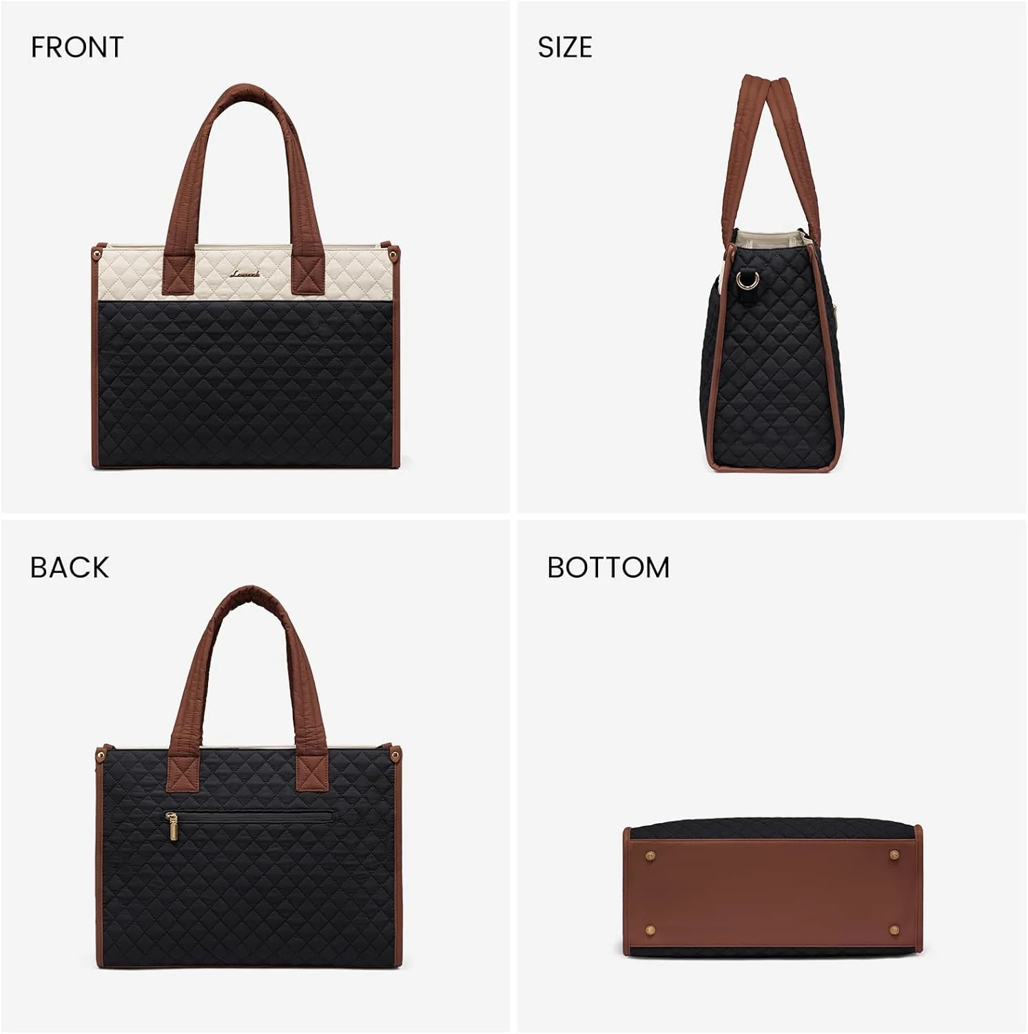 2Pcs Quilted Work Tote Bag, 15.6" 17.3" - Image 5