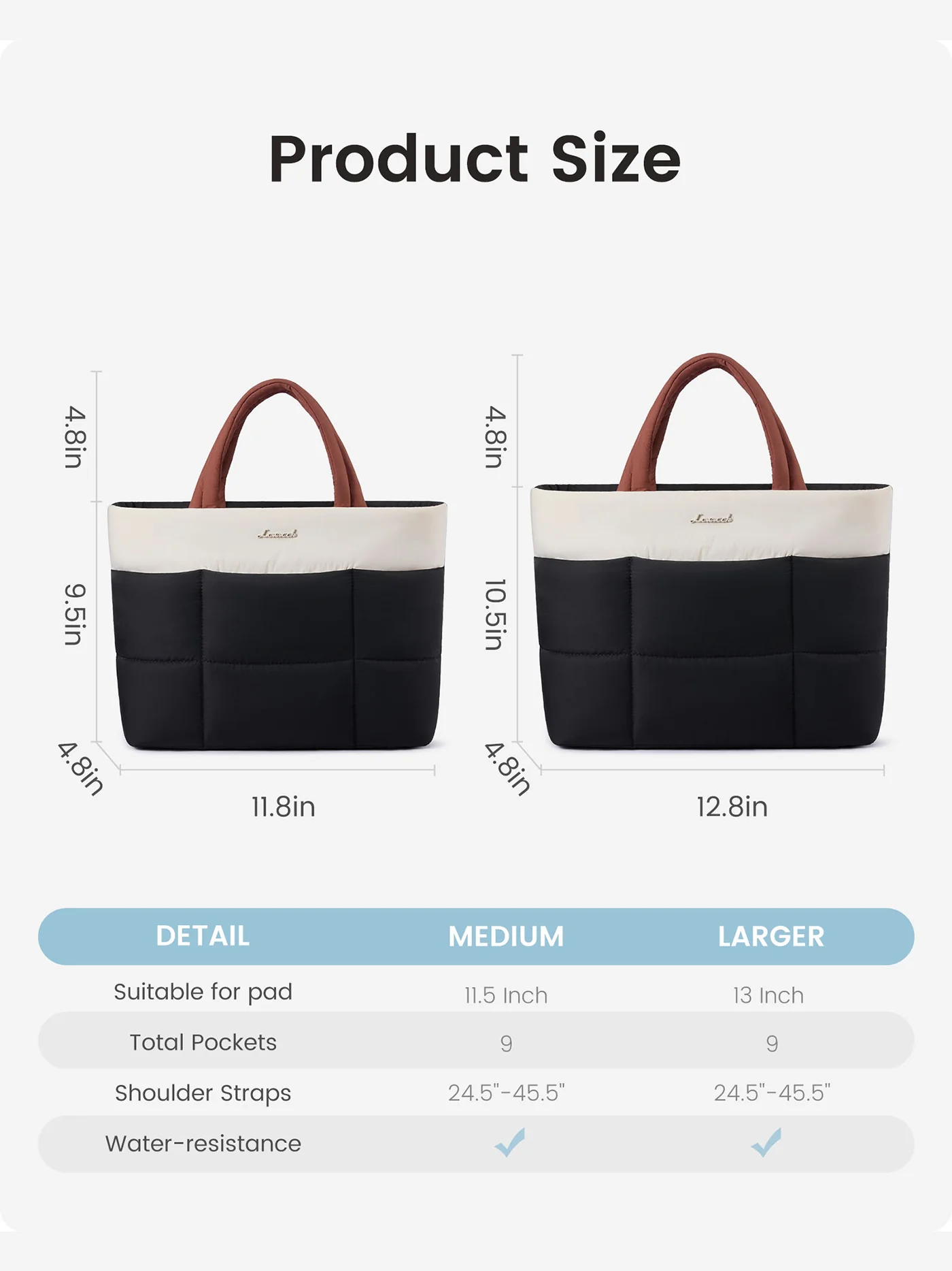 Puffer Tote Bags 11.8" 12.8" - Image 6