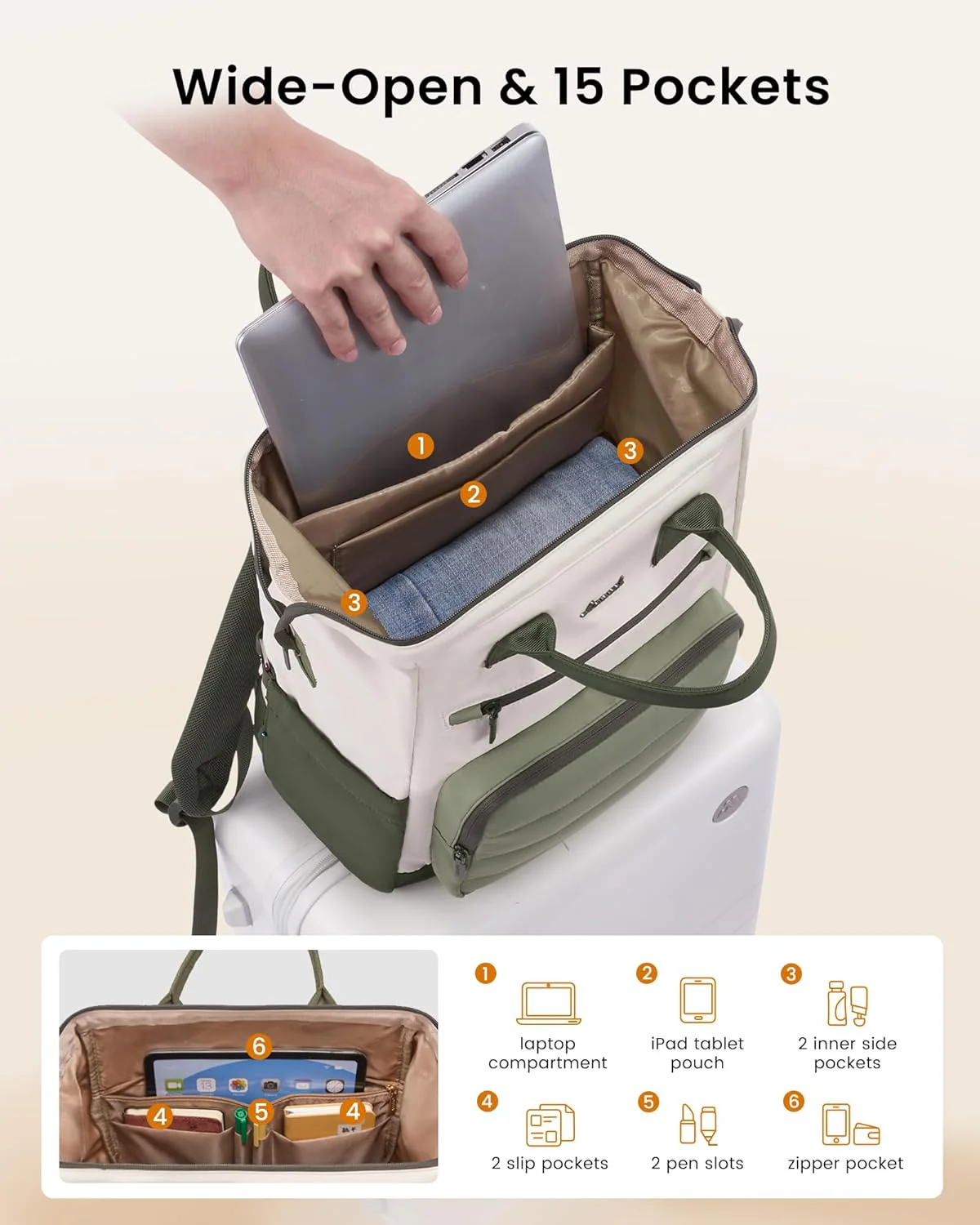Stylish School Backpack, 15.6" 17", 5116 - Image 3