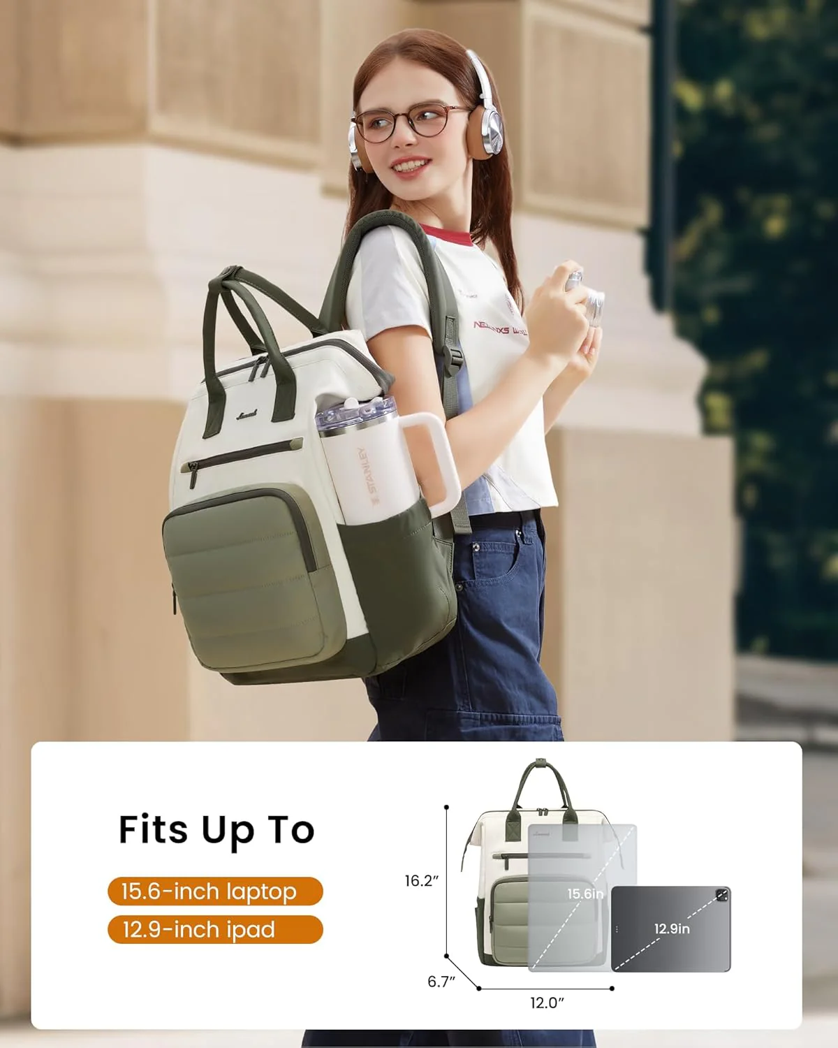 Stylish School Backpack, 15.6" 17", 5116 - Image 7