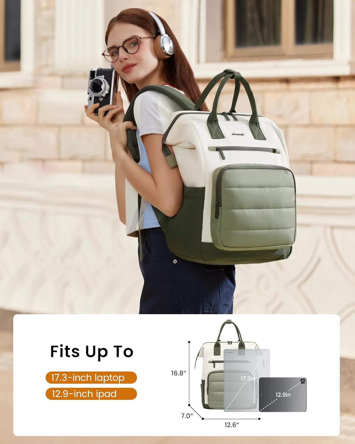 Stylish School Backpack, 15.6" 17", 5116 - Image 8