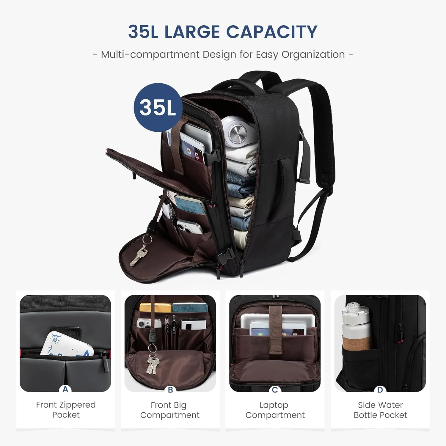 Travel Laptop Backpack, 35L 45L - Image 4