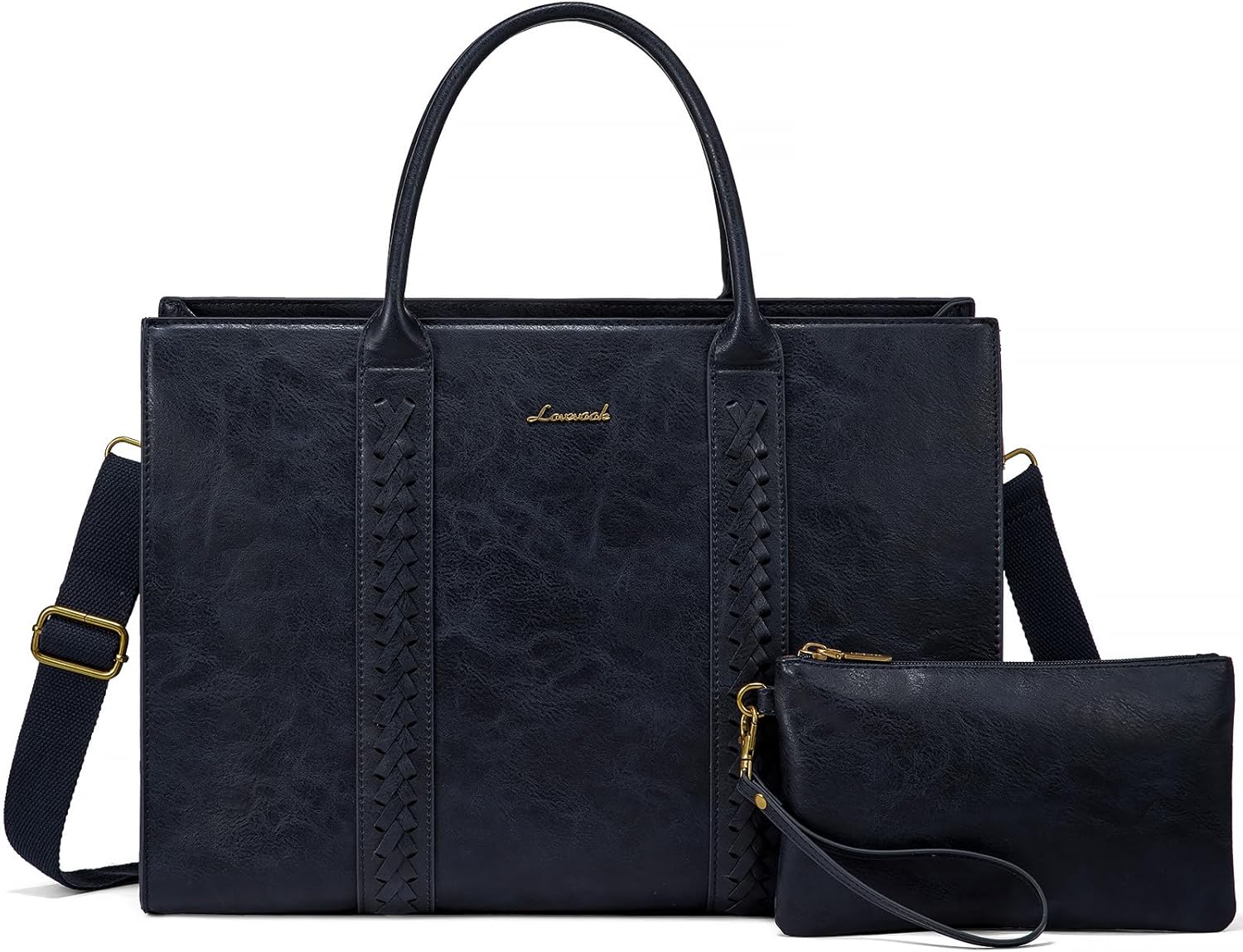 2Pcs Vintage Leather Laptop Bag, 15.6" 17.3" - Image 13