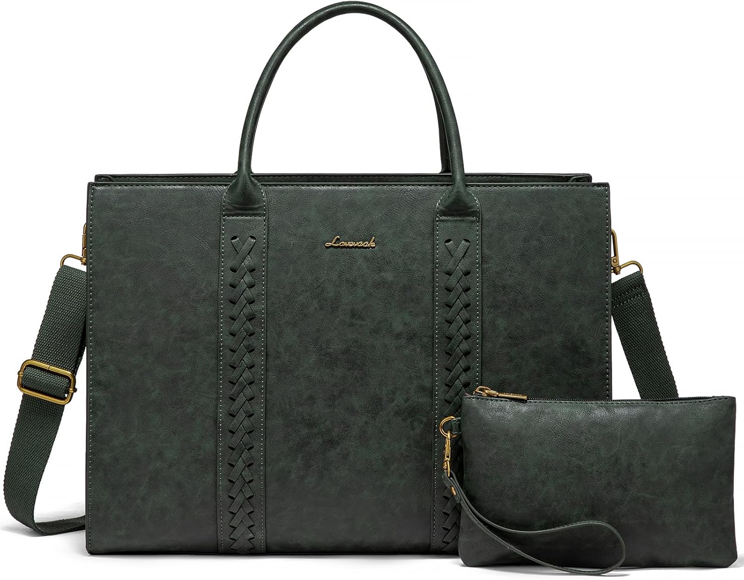 2Pcs Vintage Leather Laptop Bag, 15.6" 17.3" - Image 14