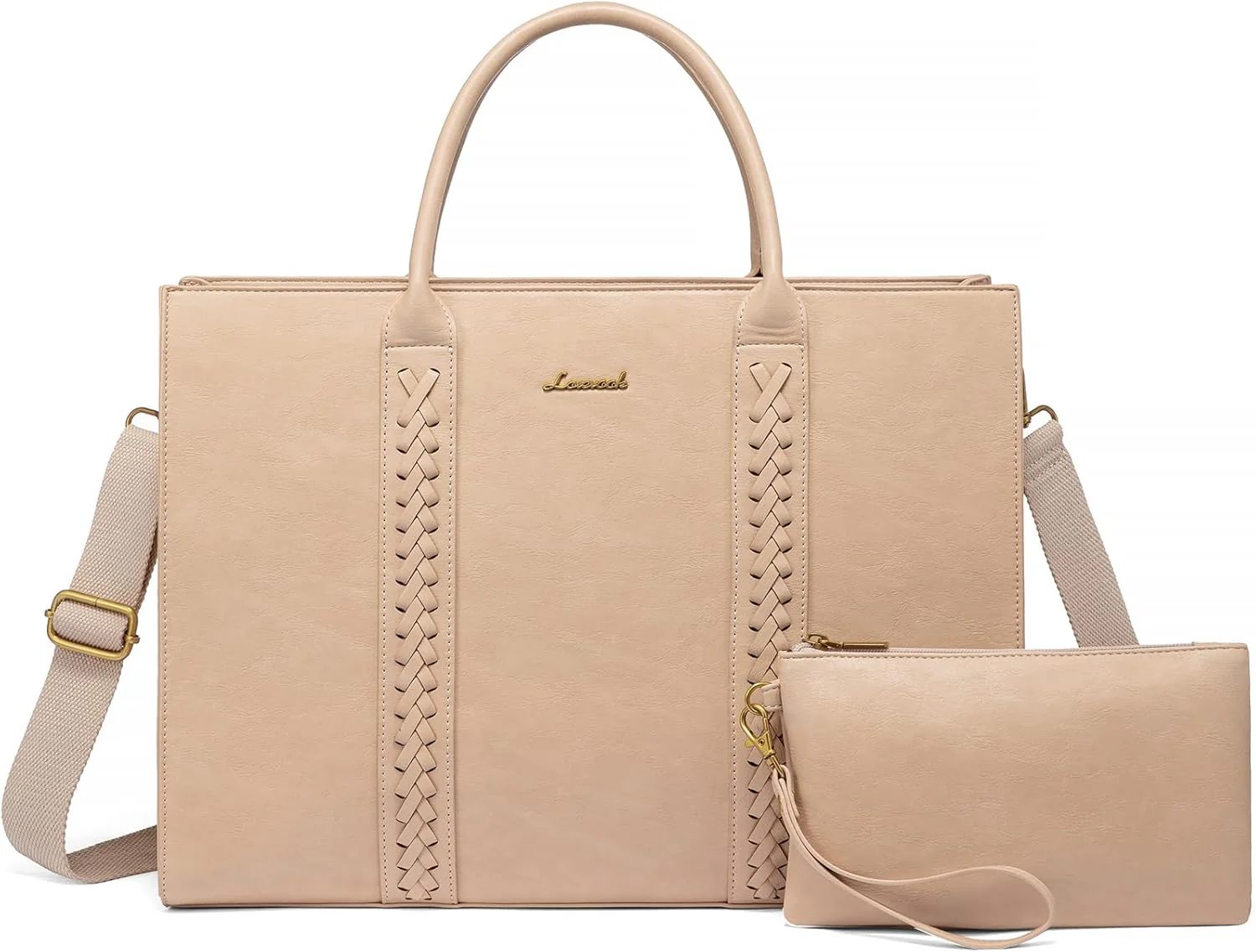 2Pcs Vintage Leather Laptop Bag, 15.6" 17.3" - Image 15