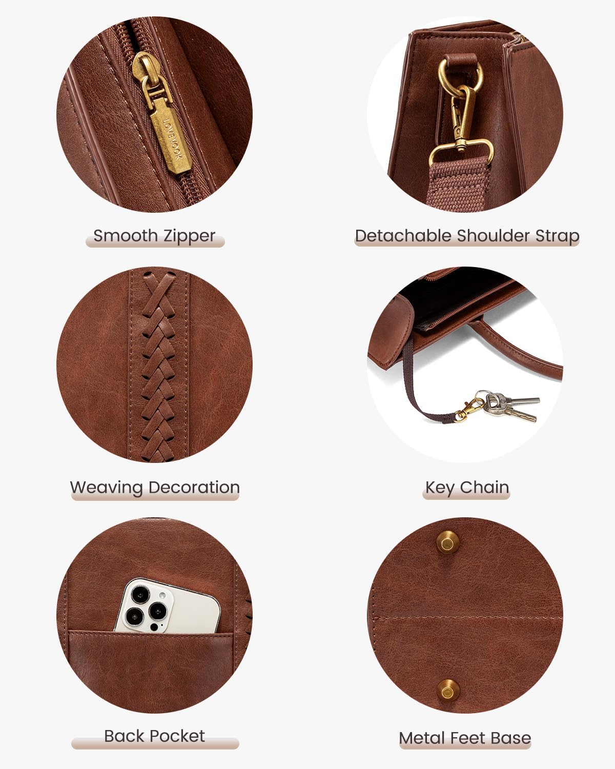 2Pcs Vintage Leather Laptop Bag, 15.6" 17.3" - Image 5