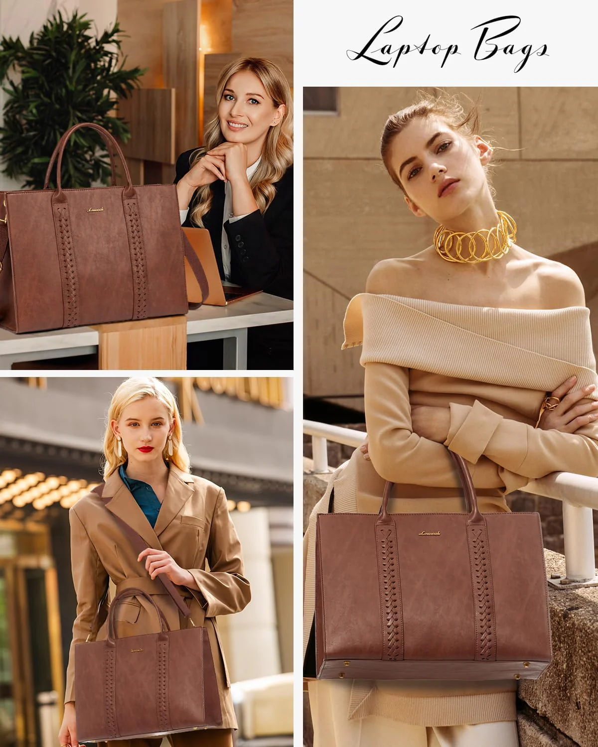 2Pcs Vintage Leather Laptop Bag, 15.6" 17.3" - Image 6
