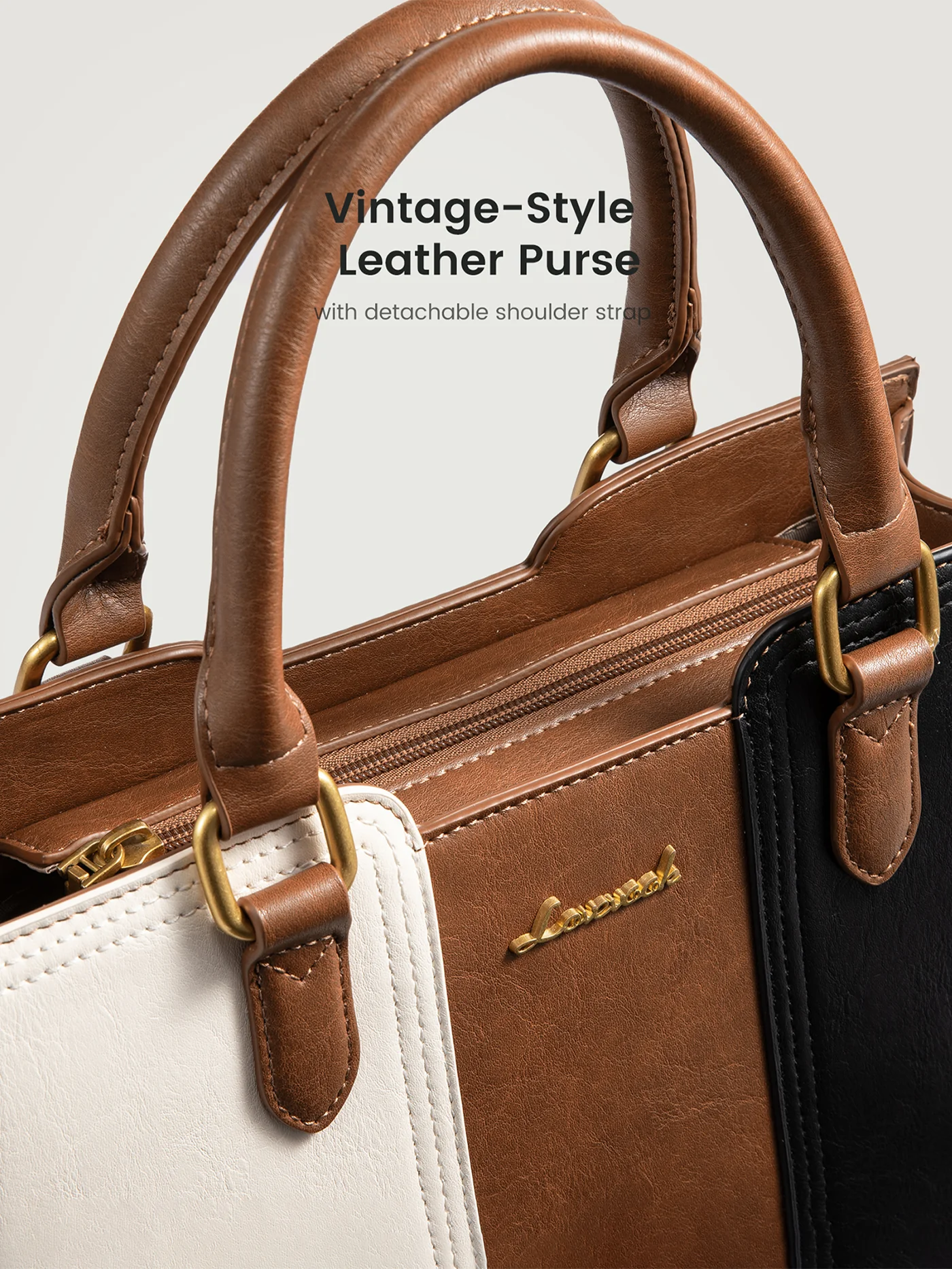 Vintage Leather Shoulder Handbag 11" 12.6" - Image 7